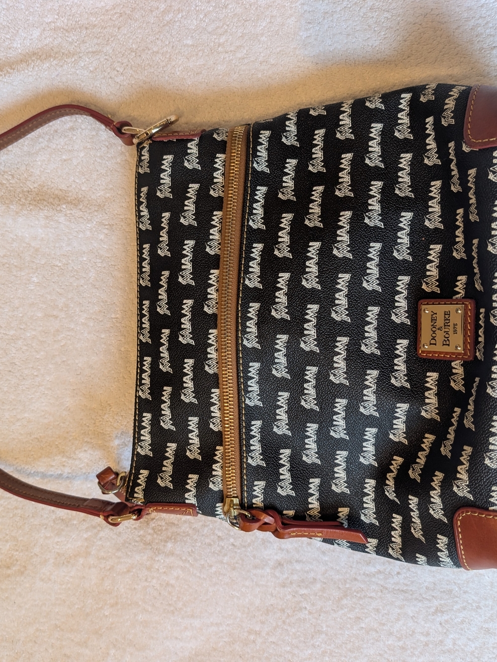 Dooney & Bourke MLB Miami Marlins Gameday Crossbody Bag Black Leather Trim
